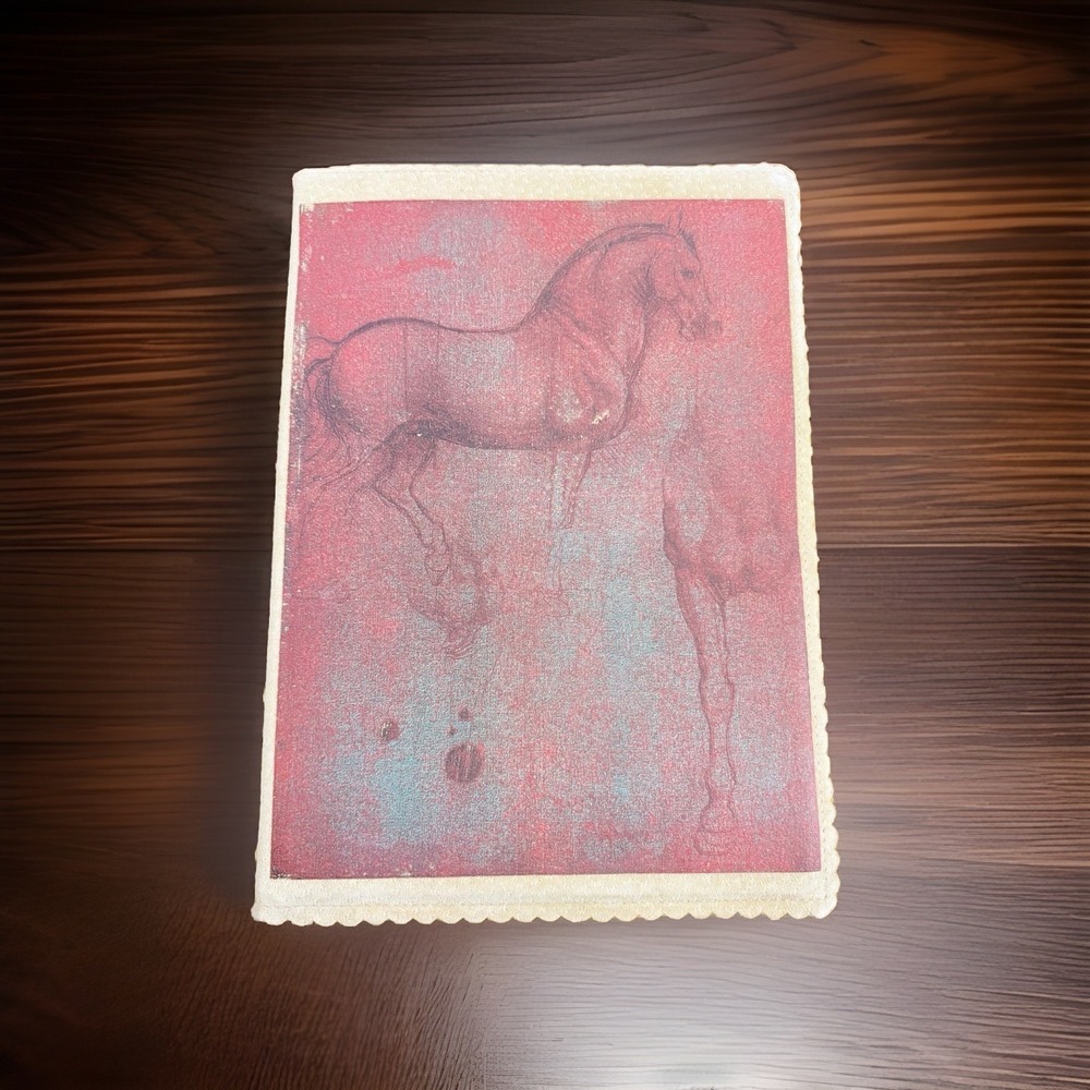 Vintage Ingrid Cusson Suede Leather Journal Gold Gilt Horse Study c2000‎
